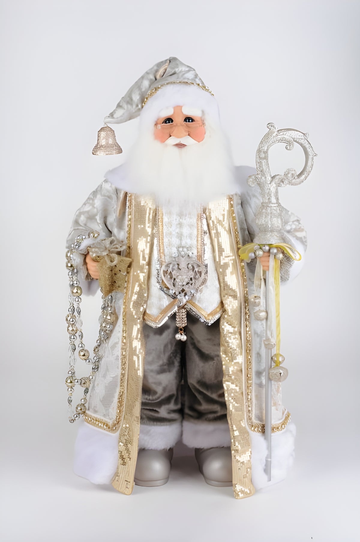 Karen Didion Cream and Gold Santa