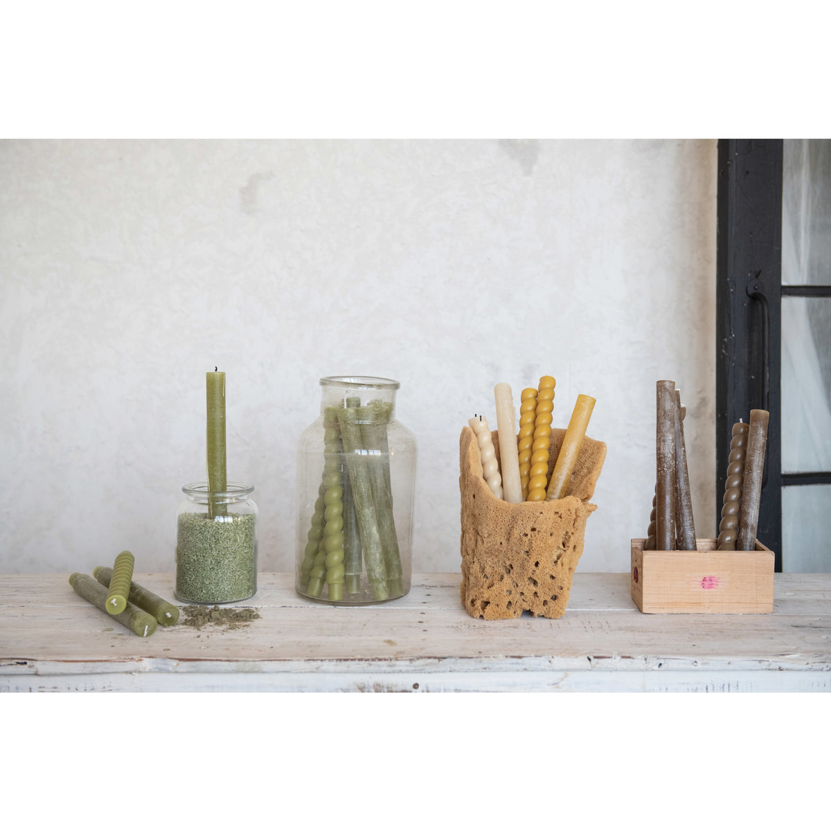 Design Shop Unscented Taper Candles, Powder Finish, Set of 12