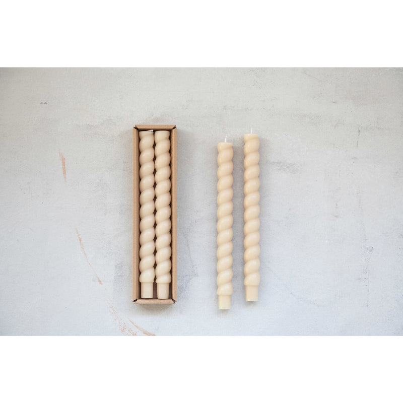 Design Shop Unscented Twisted Taper Candles in Box, Set of 2