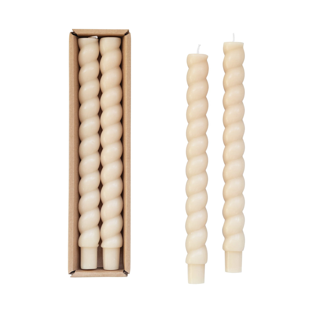 Design Shop Unscented Twisted Taper Candles in Box, Set of 2
