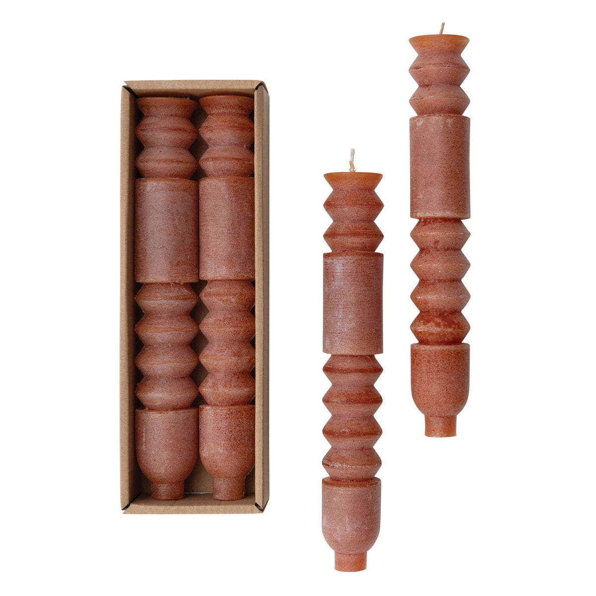 Design Shop Unscented Totem Taper Candles in Box, Set of 2