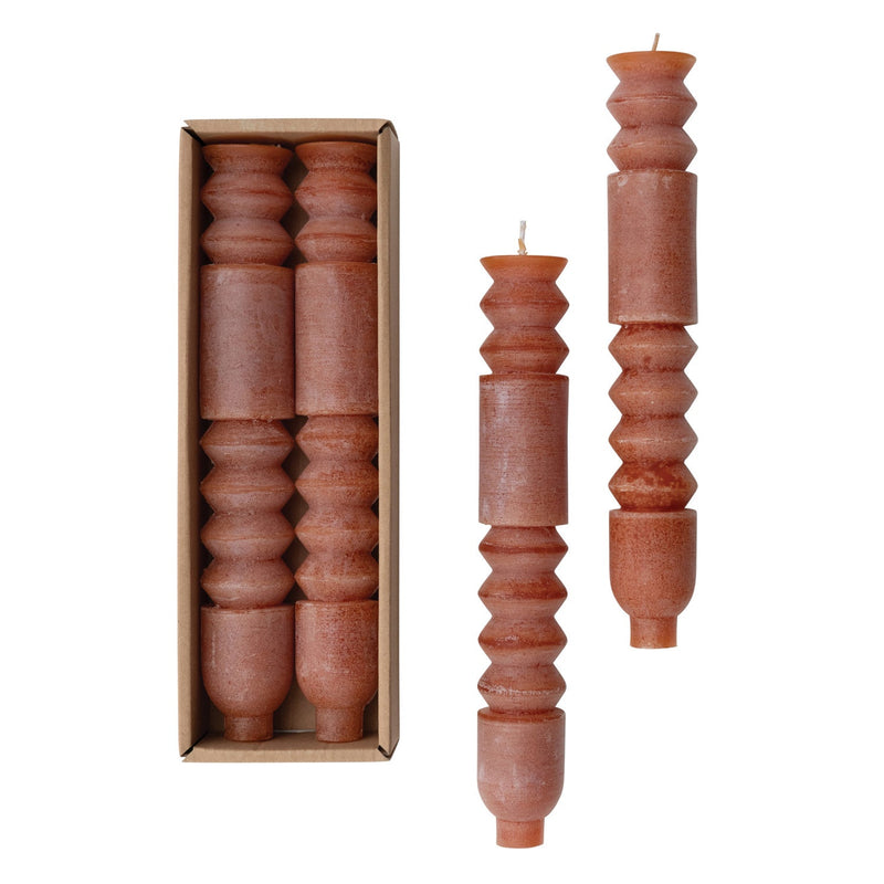 Design Shop Unscented Totem Taper Candles in Box, Set of 2