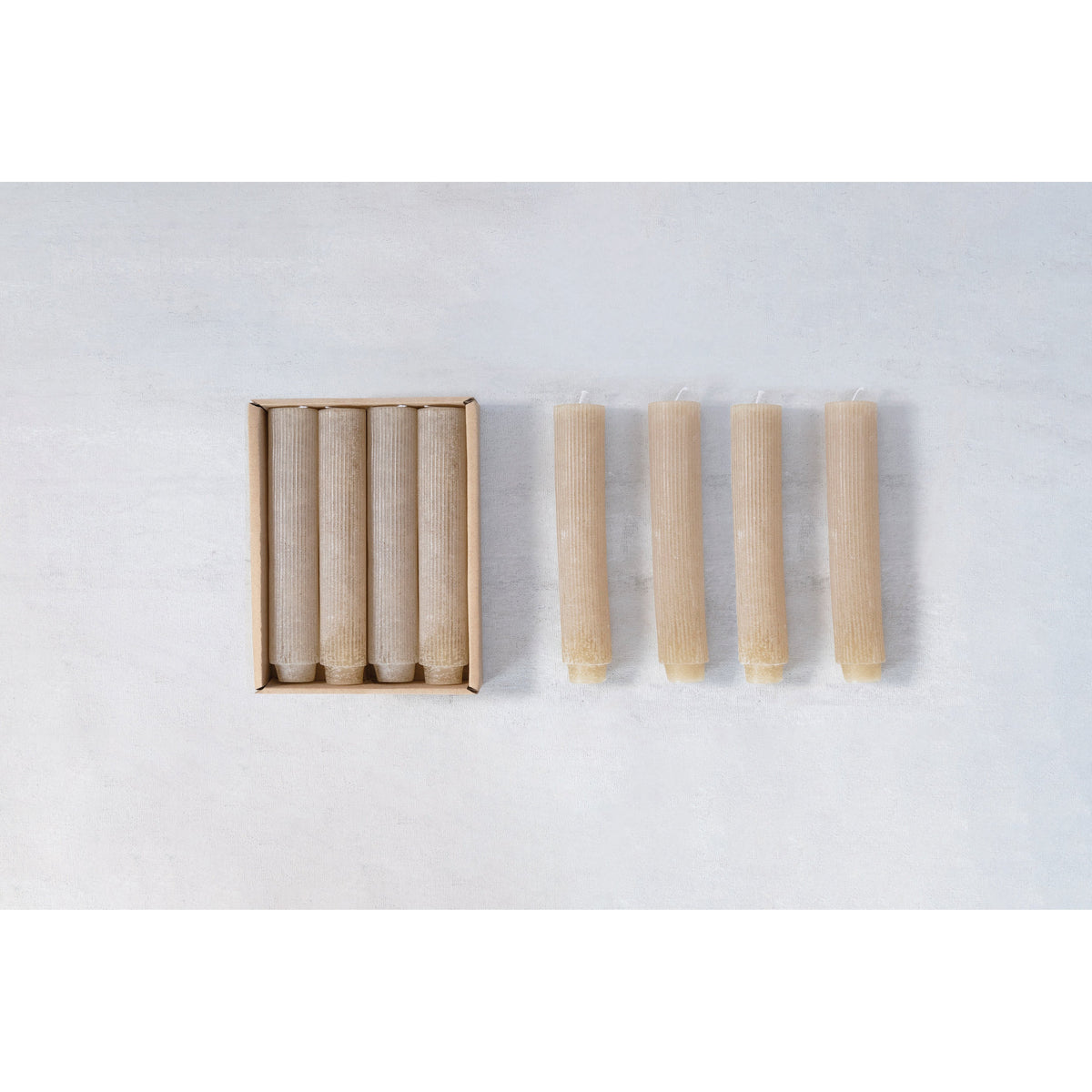 Design Shop Unscented Pleated Taper Candles in Box, Set of 12