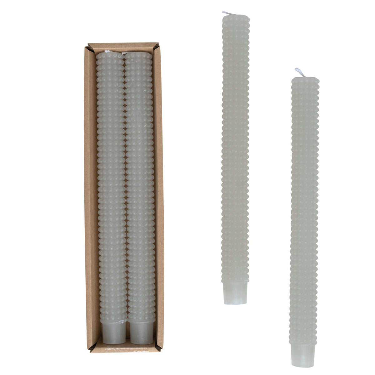 Design Shop Unscented Hobnail Taper Candles in Box, Set of 2