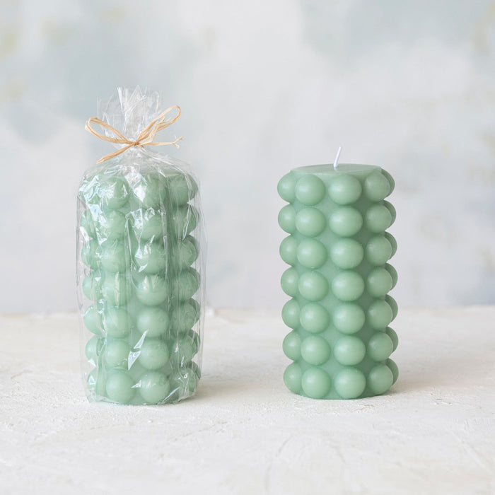Design Shop Unscented Hobnail Pillar Candle, Mint Color (Approximate Burn Time 50 Hours)