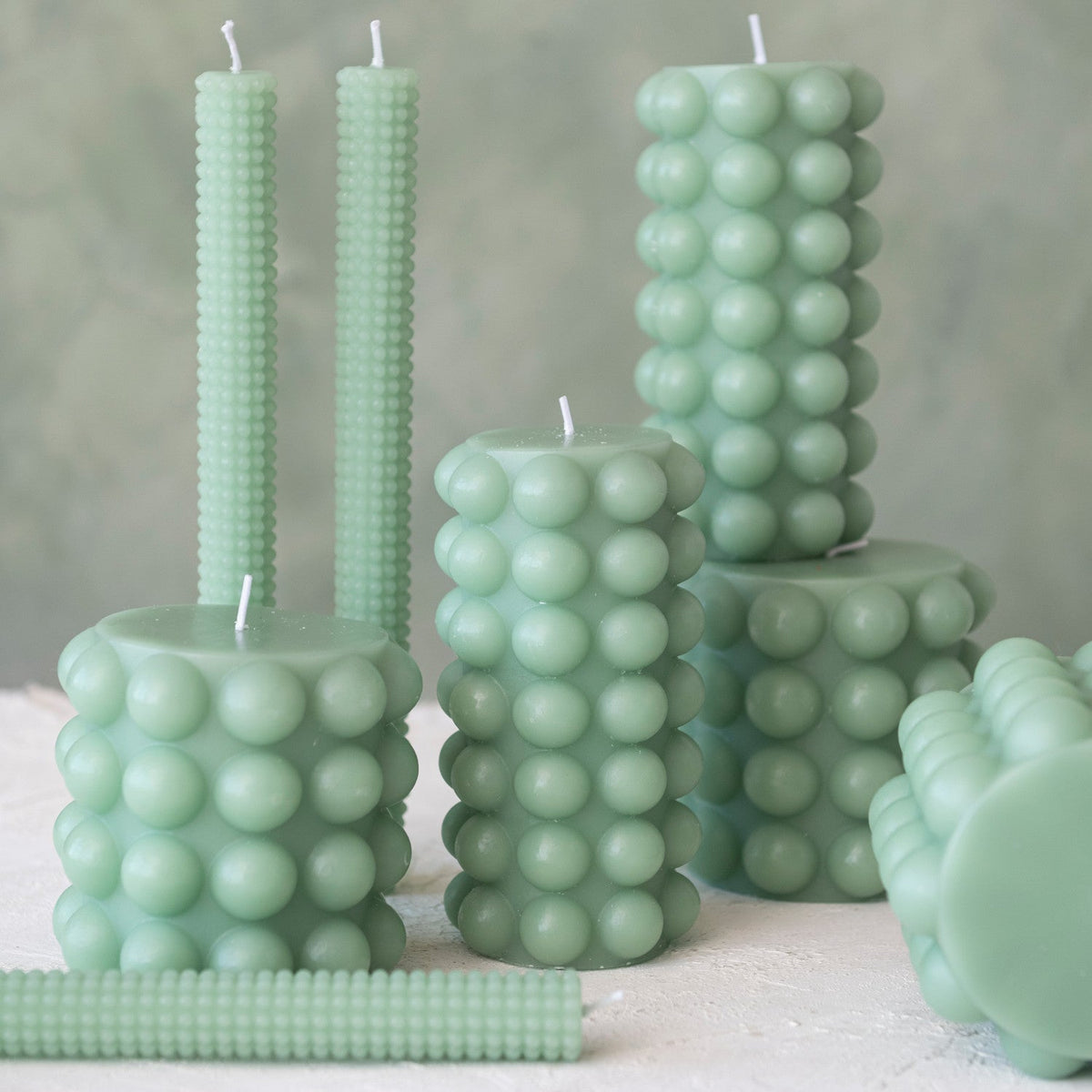 Design Shop Unscented Hobnail Pillar Candle, Mint Color (Approximate Burn Time 50 Hours)