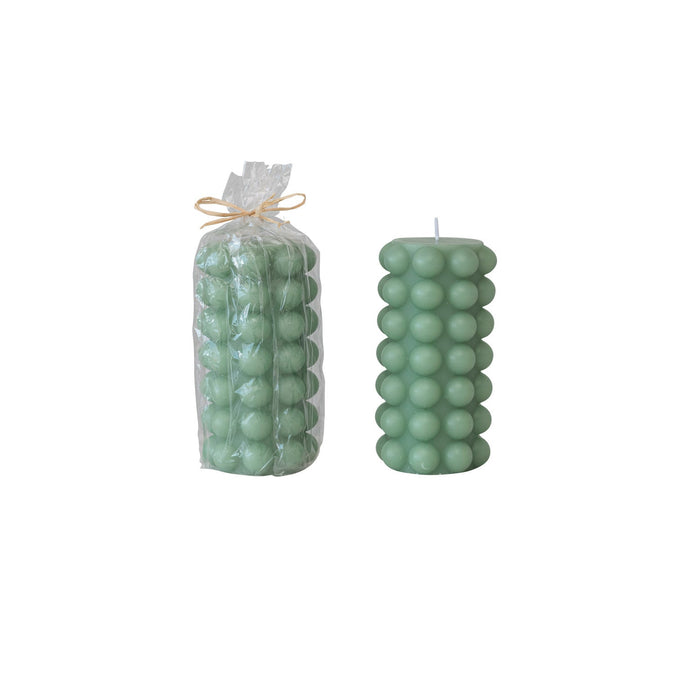 Design Shop Unscented Hobnail Pillar Candle, Mint Color (Approximate Burn Time 50 Hours)