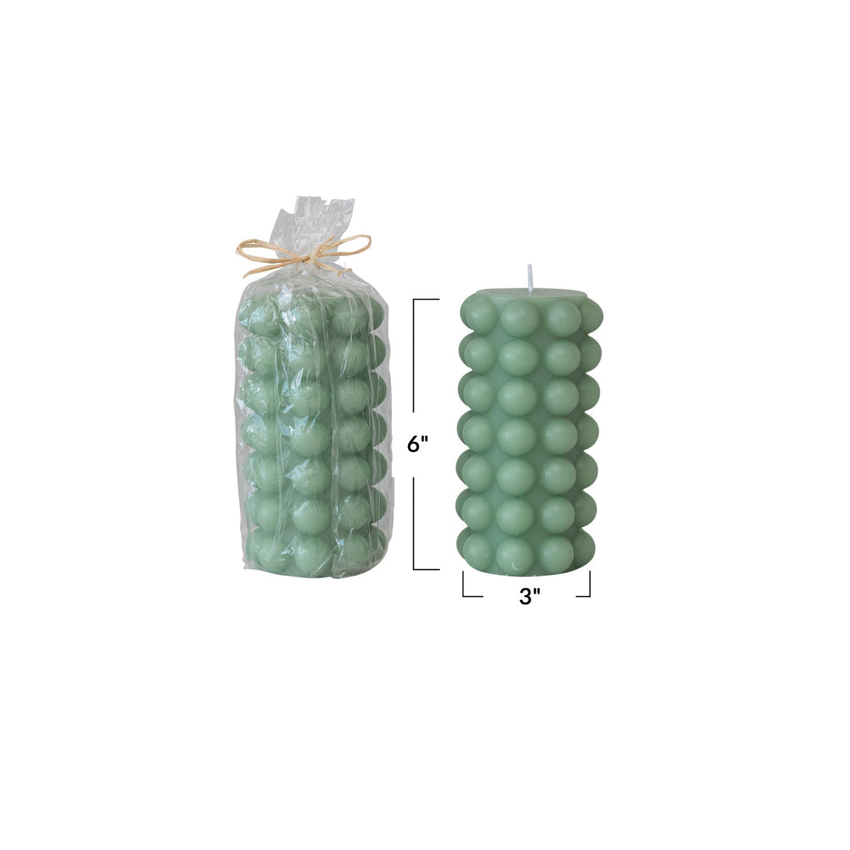 Design Shop Unscented Hobnail Pillar Candle, Mint Color (Approximate Burn Time 50 Hours)