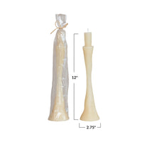 Design Shop Unscented Taper in Taper Holder Shaped Candle, Cream Color