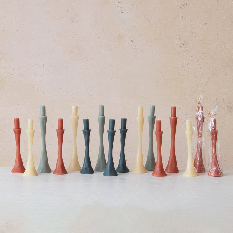 Design Shop Unscented Taper in Taper Holder Shaped Candle, Grey