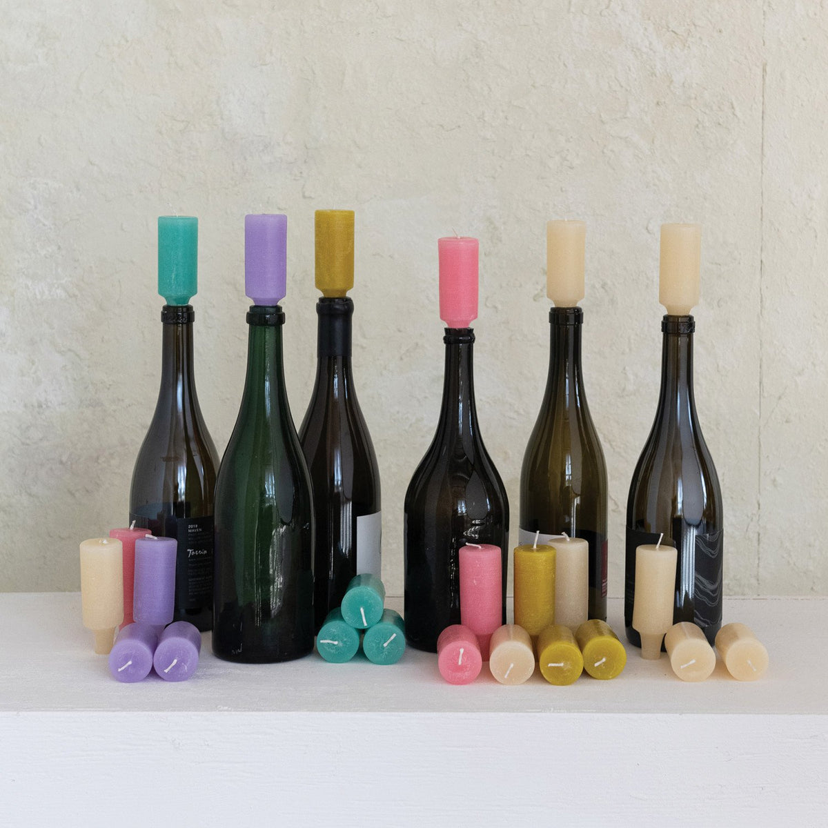 Design Shop Unscented Bottle Taper Candles in Box, Set of 4