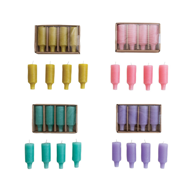 Design Shop Unscented Bottle Taper Candles in Box, Set of 4