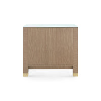 Villa & House Camden 3-Drawer Side Table with Glass Top, Flax Brown