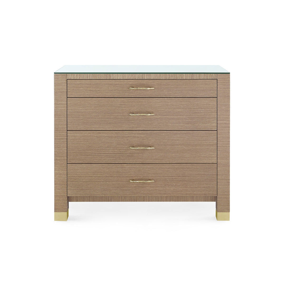 Villa & House Camden Large 4-Drawer with Glass Top, Flax Brown