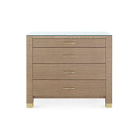 Villa & House Camden Large 4-Drawer with Glass Top, Flax Brown