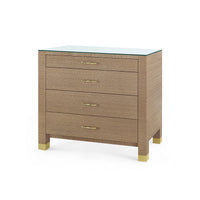 Villa & House Camden Large 4-Drawer with Glass Top, Flax Brown