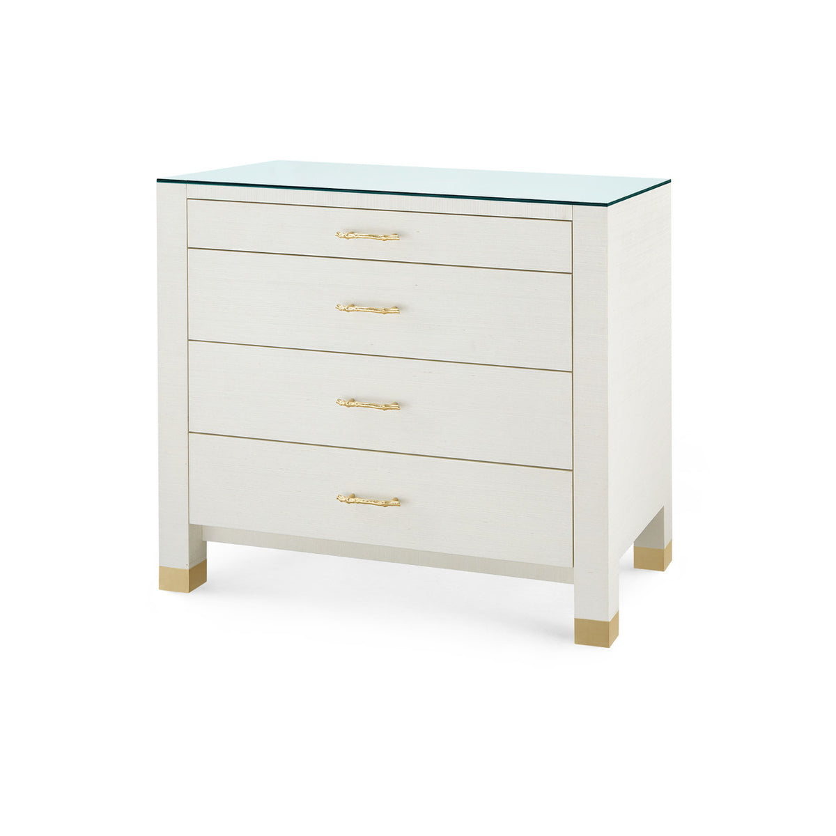 Villa & House Camden Large 4-Drawer with Glass Top, Sand White