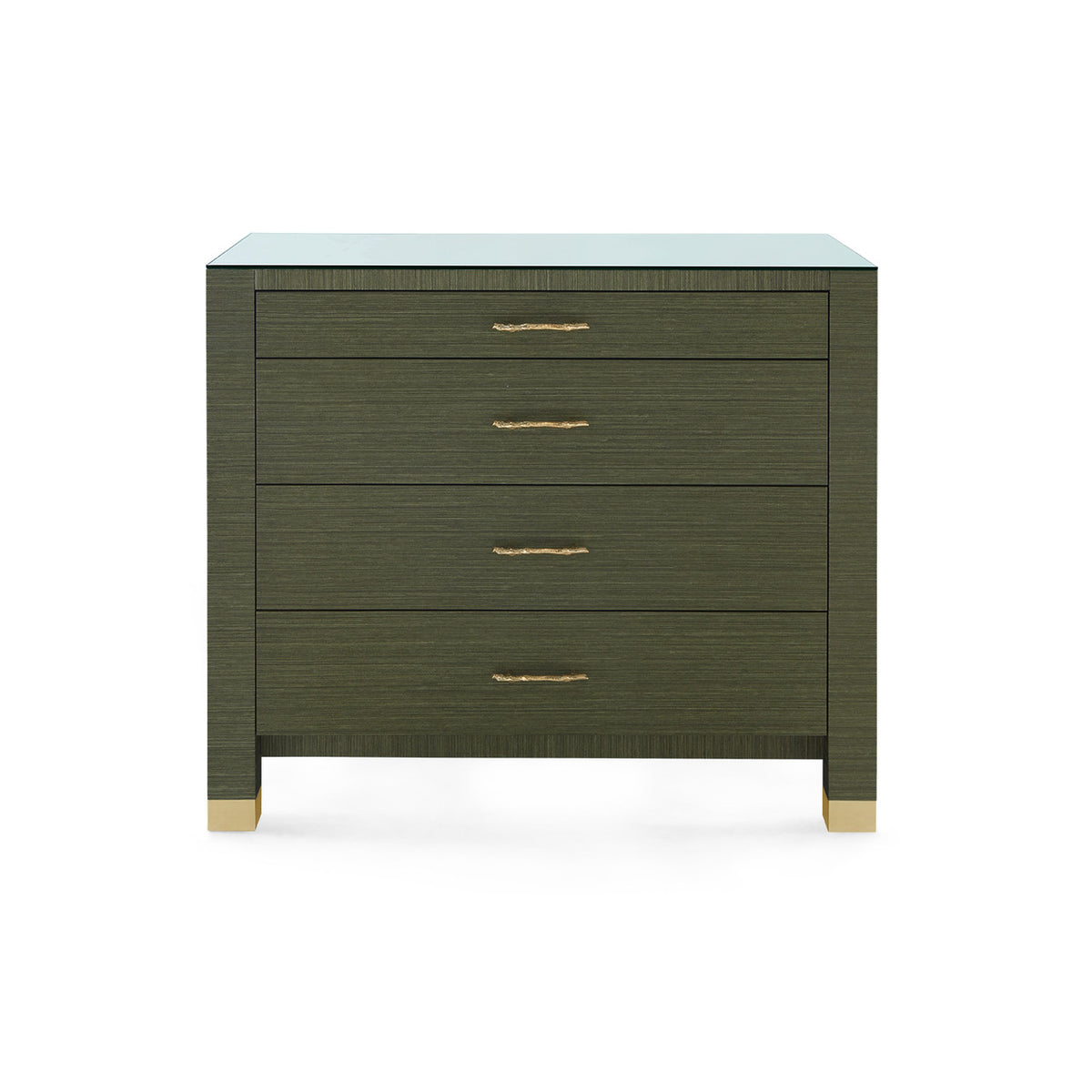 Villa & House Camden Large 4-Drawer with Glass Top, Deep Olive