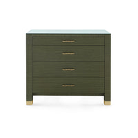 Villa & House Camden Large 4-Drawer with Glass Top, Deep Olive