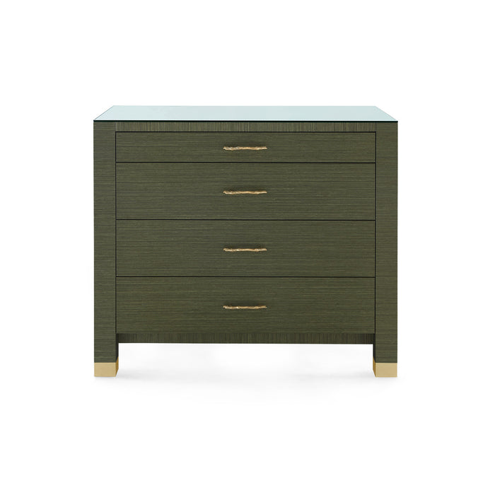 Villa & House Camden Large 4-Drawer with Glass Top, Deep Olive