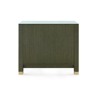 Villa & House Camden Large 4-Drawer with Glass Top, Deep Olive