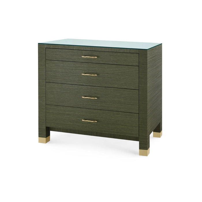 Villa & House Camden Large 4-Drawer with Glass Top, Deep Olive