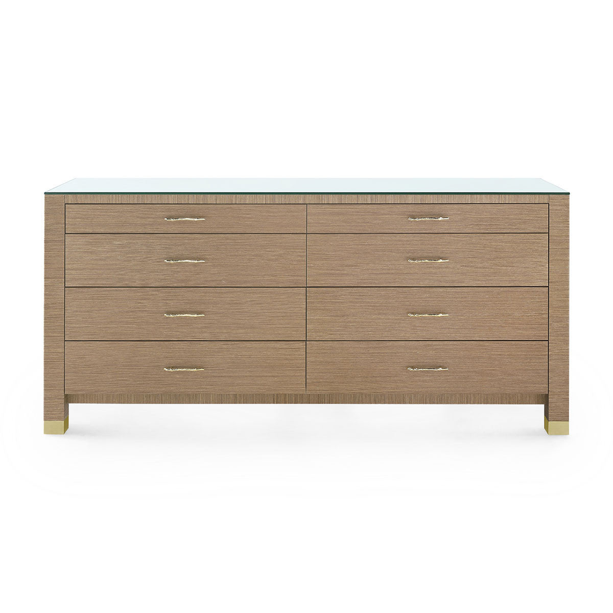 Villa & House Camden Extra Large 8-Drawer with Glass Top, Flax Brown