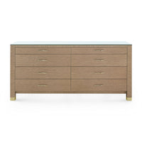 Villa & House Camden Extra Large 8-Drawer with Glass Top, Flax Brown