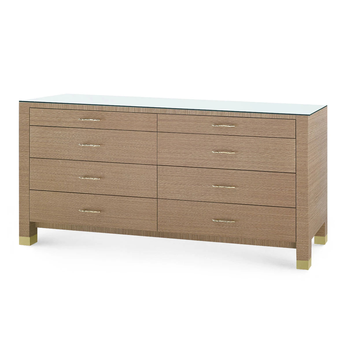 Villa & House Camden Extra Large 8-Drawer with Glass Top, Flax Brown