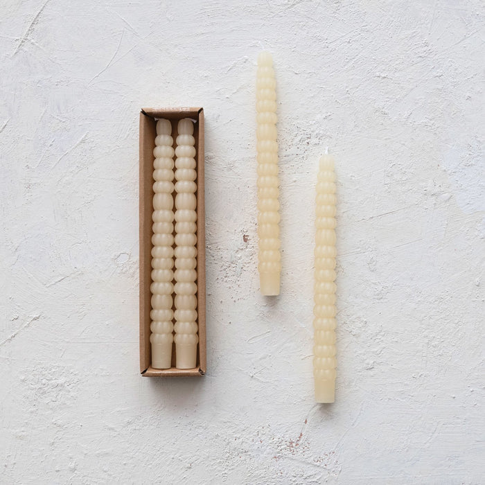 Design Shop Unscented Pumpkin Shaped Taper Candles in Box, Cream Color, Set of 2