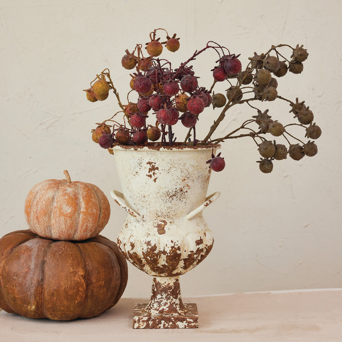 Design Shop 37-1/2"H Faux Rose Hip Stem, Distressed Finish, Set of 3