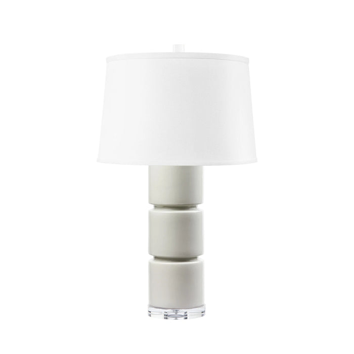 Villa & House Charles Lamp with Shade 17-inch White Linen, with Nickel, Foggy Morning