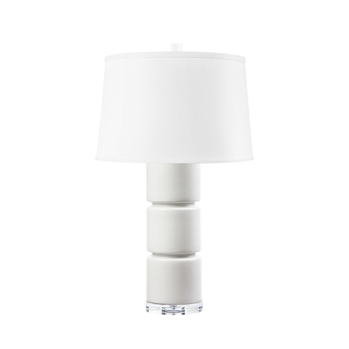 Villa & House Charles Lamp with Shade 17-inch White Linen, with Nickel, Ivory Frost