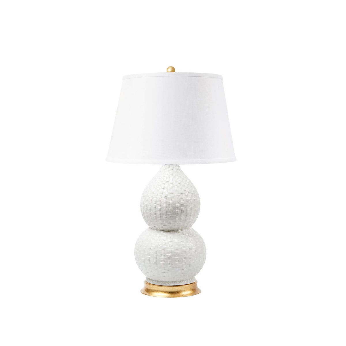 Villa & House Charlotte Lamp with Shade 16-inch White Linen, with Gold, Blanc de Chine