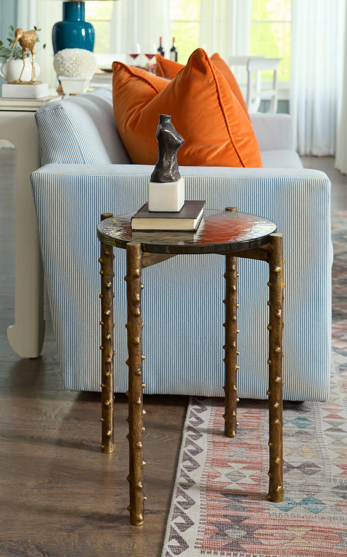 Villa & House Callum Accent Table, Antique Brass