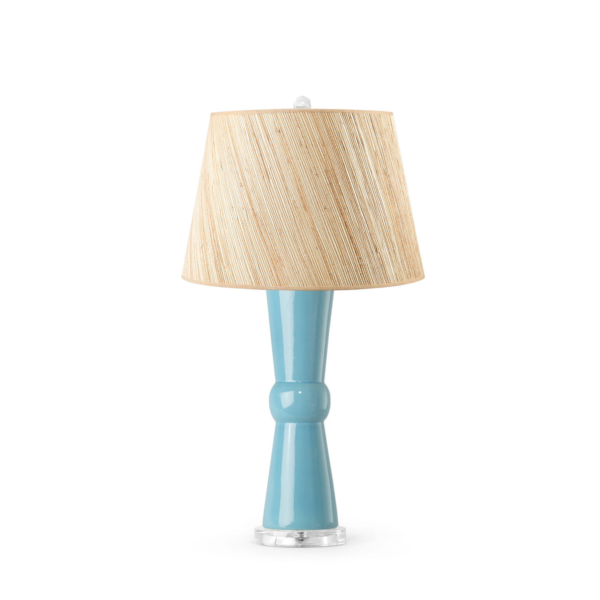 Villa & House Clarissa Lamp with Shade 16-inch Papyrus, with Nickel, Light Turquoise