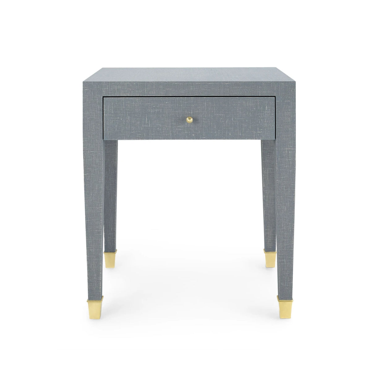 Villa & House Claudette 1-Drawer Side Table with Glass Top, Washed Winter Gray