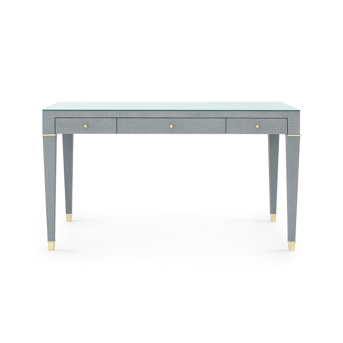 Villa & House Claudette Desk with Glass Top, Washed Winter Gray