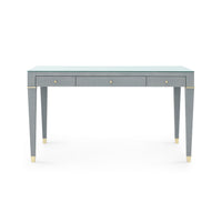 Villa & House Claudette Desk with Glass Top, Washed Winter Gray