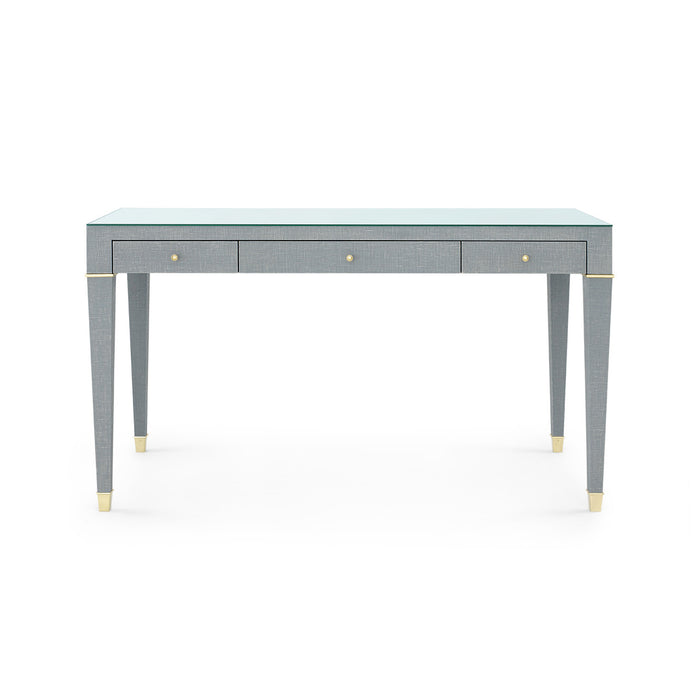 Villa & House Claudette Desk with Glass Top, Washed Winter Gray