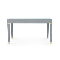 Villa & House Claudette Desk with Glass Top, Washed Winter Gray