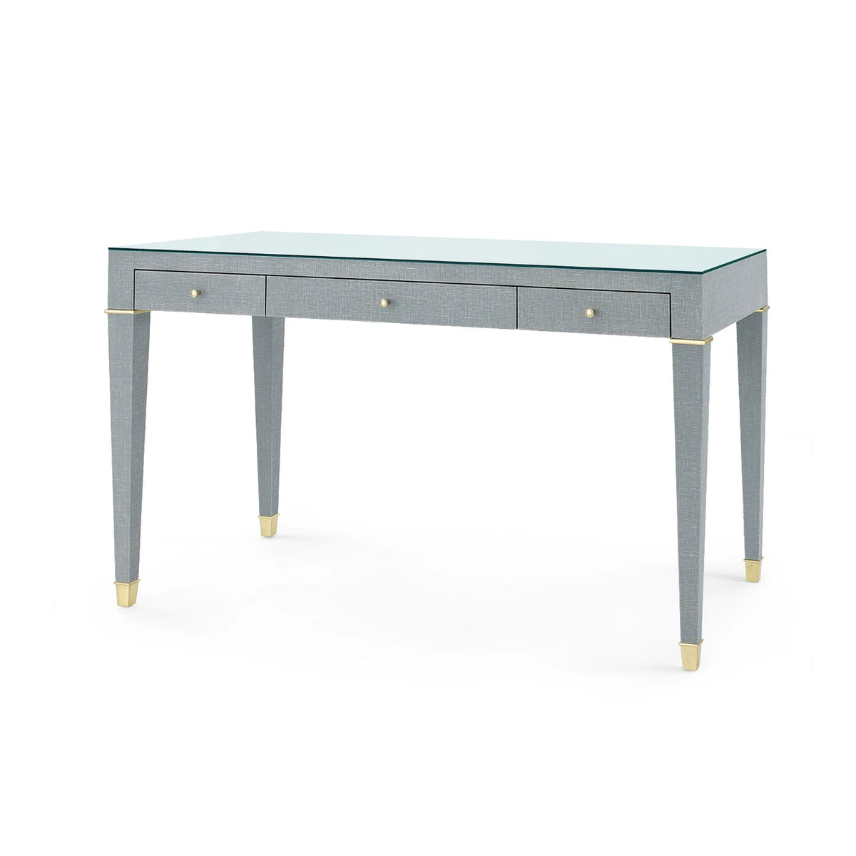 Villa & House Claudette Desk with Glass Top, Washed Winter Gray