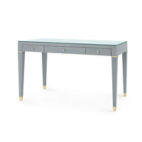 Villa & House Claudette Desk with Glass Top, Washed Winter Gray