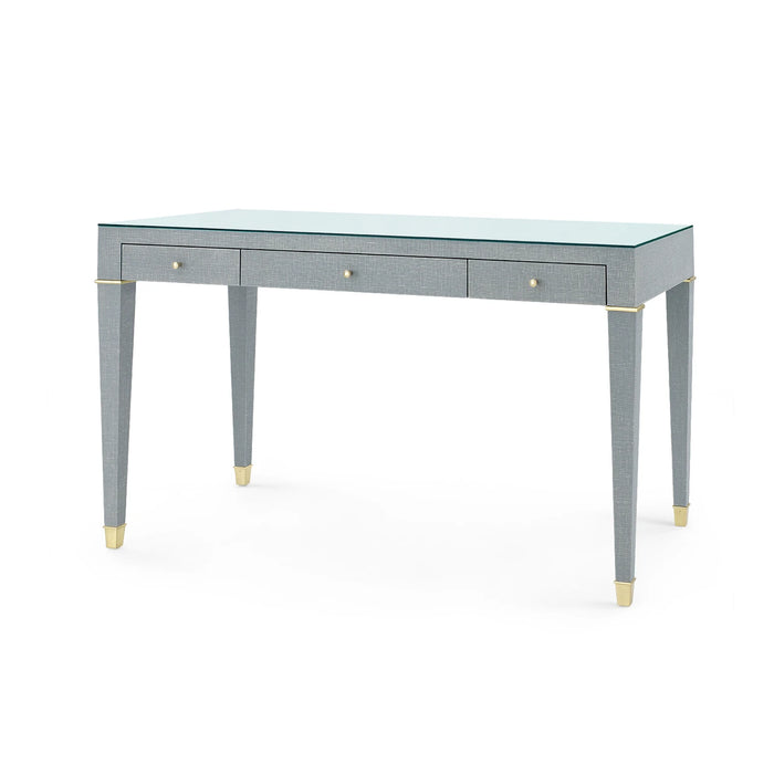 Villa & House Claudette Desk with Glass Top, Washed Winter Gray