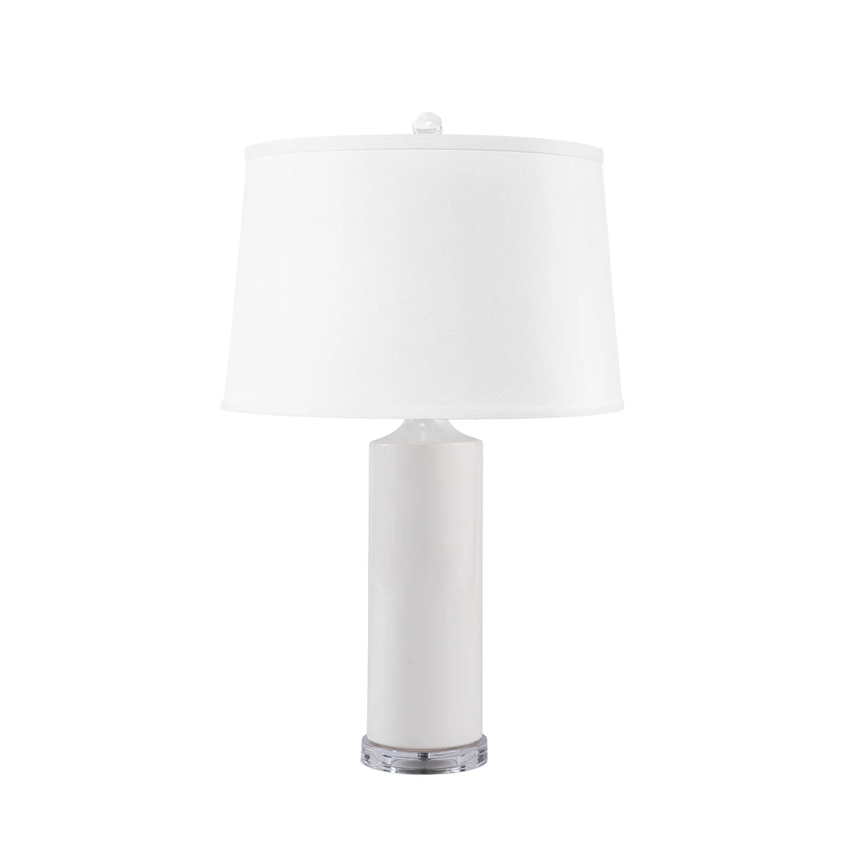 Villa & House Conniston Lamp with Shade 17-inch White Linen, with Nickel, White Cloud