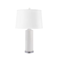 Villa & House Conniston Lamp with Shade 17-inch White Linen, with Nickel, White Cloud