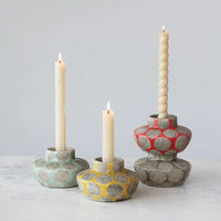 Design Shop Colorful Dot Terra Cotta Taper Holder Set of 4