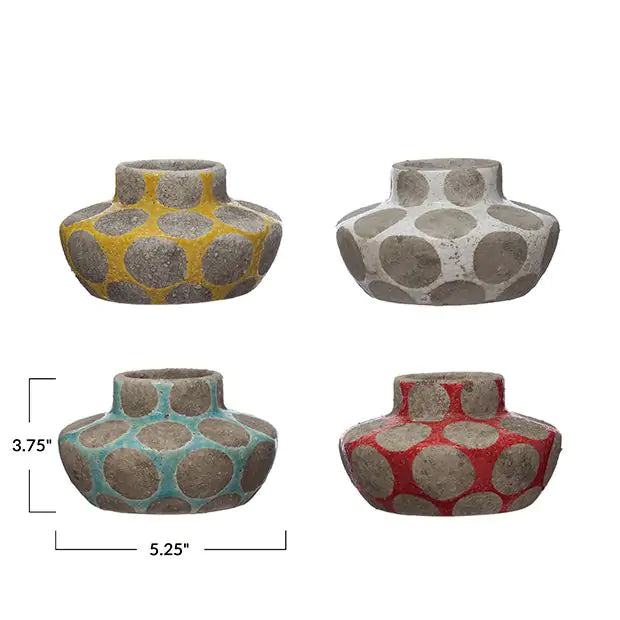 Design Shop Colorful Dot Terra Cotta Taper Holder Set of 4