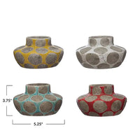 Design Shop Colorful Dot Terra Cotta Taper Holder Set of 4