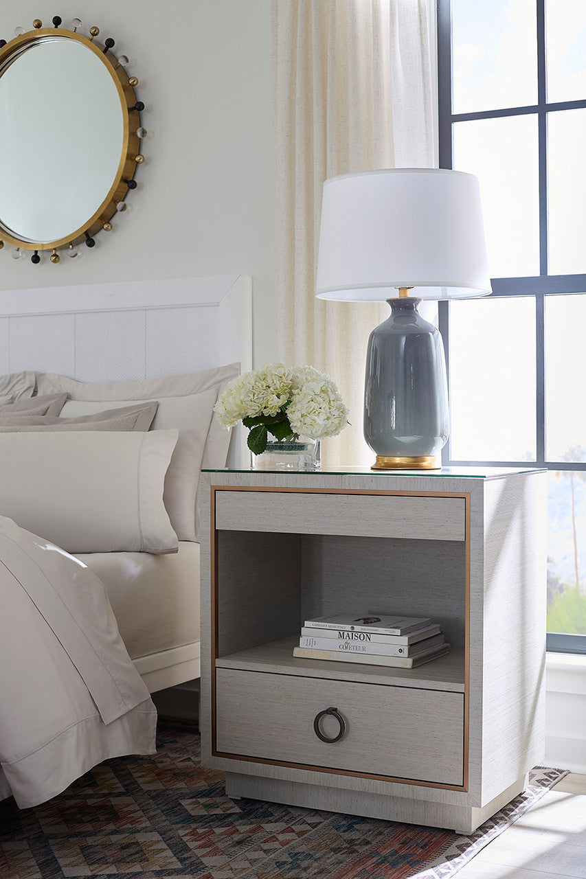 Villa & House Carolyn Lamp with Shade 17-inch White Linen, with Gold, Stormy Gray